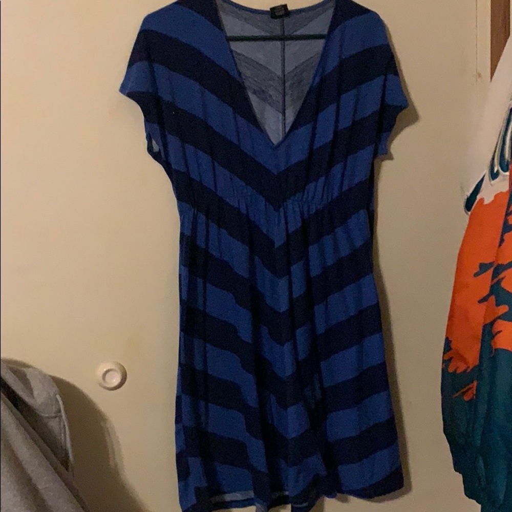 Medium blue striped midi dress